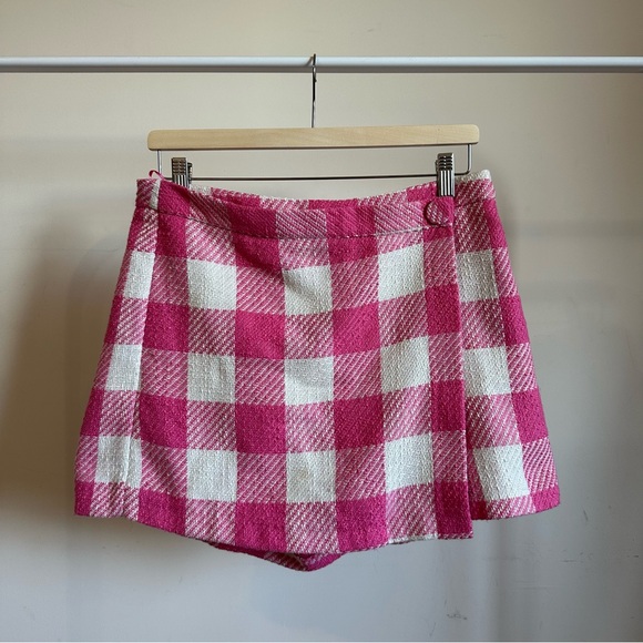 Primark | Pink Checkered Tweed Skorts Size 10 - Picture 1 of 4